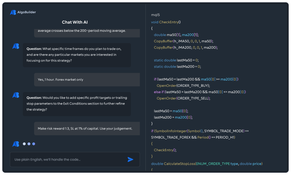 AlgoBuilder Chat Interface